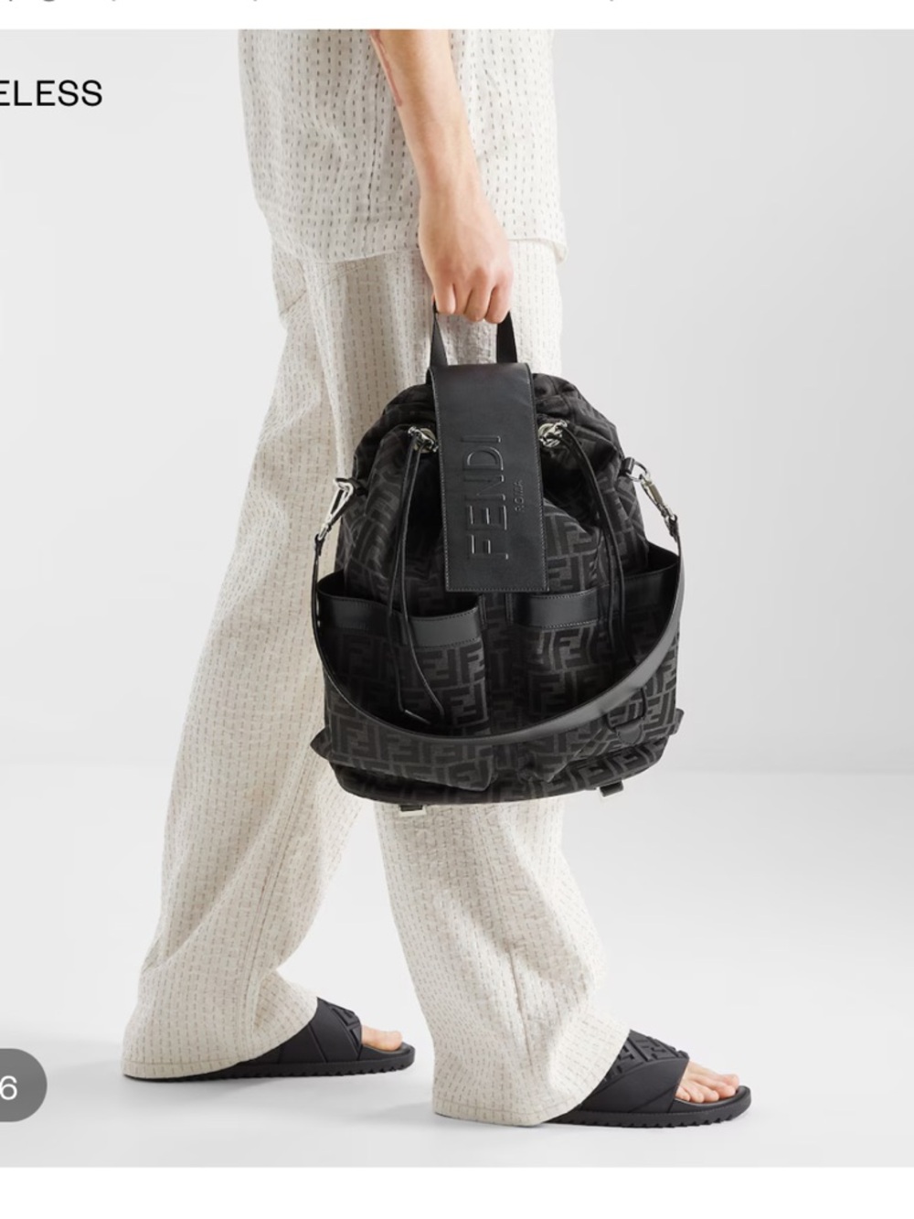 Fendi FF Motif Embossed Slides Size Men’s US8 Rubber Monogram